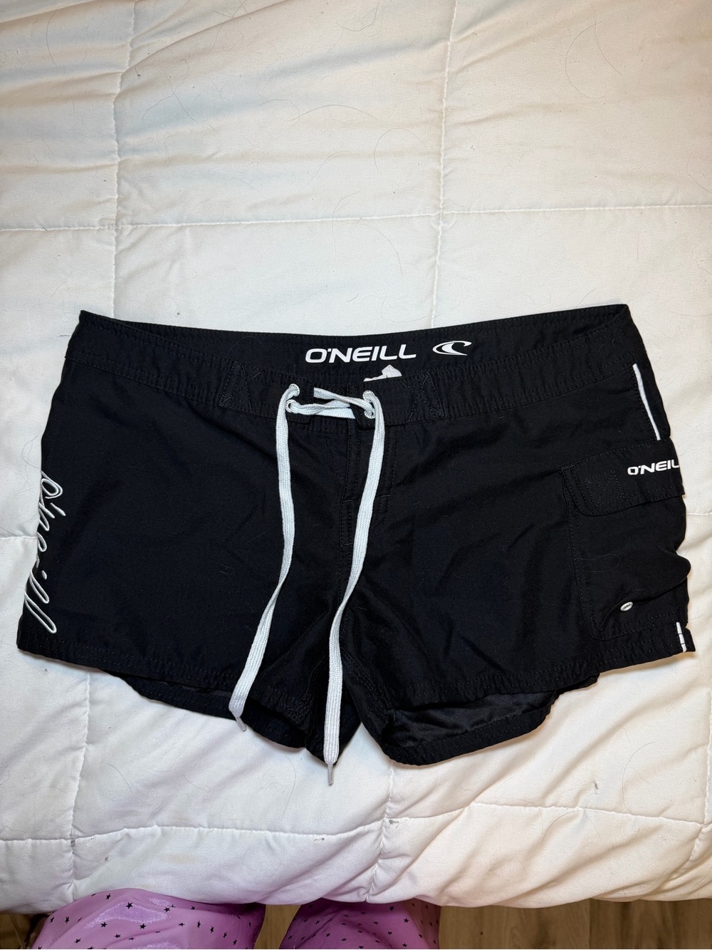 O'Neill Black Women's Swim Board Shorts with White Drawcord